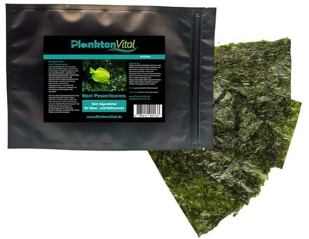 PlanktonVital Nori Powerleave Nori-Algenblätter Seaweed Meerwassser Algenfutter Fischfutter Nori Algen 40 Blätter (40)