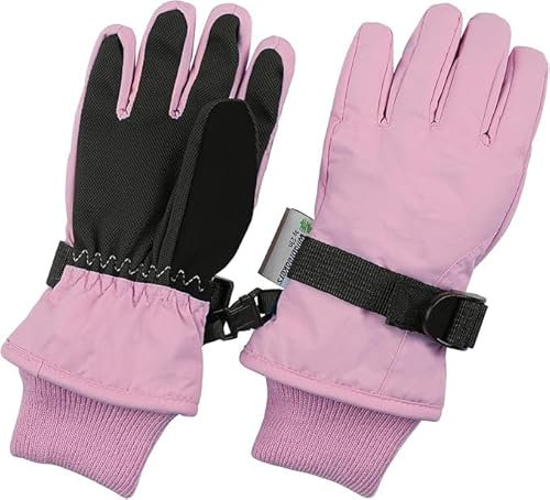 Zelda Matilda Guantes de invierno impermeables para niñas y niños, ideales para nieve y esquí (Rosado Claro, 6-8 años)