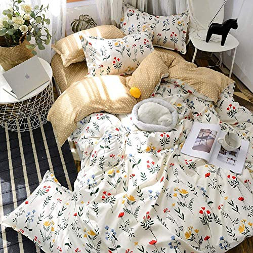 Loussiesd Floral Printed Duvet Cover For Kids Girls Women Yellow Flowers Bedding Set Geometry Pattern Comforter Cover Nature Botanical Theme Quilt Cover Single Size Room Decor With 1 Pillow Case