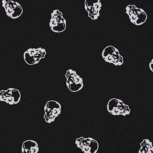 SCHÖNER LEBEN. Baumwollstoff Popeline Totenkopf Mini schwarz weiß 1,45m Breite