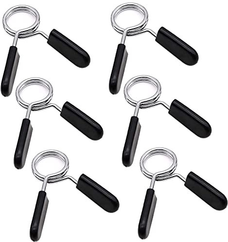 JiangLin 6 Pezzi per Bilanciere con Chiusura a Molla, Morsetti per Bilanciere, Chiusura a Molla in ABS, per Sollevamento Pesi, Allenamento di Forza, Fissaggio a Manubri Corti, 25 mm