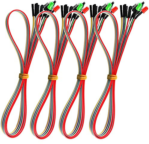 GUUZI 4 Pezzi Cavo Interruttore di Alimentazione ATX, Cavo HDD con Luce a LED da 27 Pollici per Scheda Madre del Computer PC, Cavo dell'interruttore di Riavvio e Spegnimento