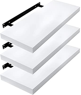 EUGAD Wandregal Wandboard 3er Set Hängeregal Holz Board Modern Weiß, 50x22.9x3.8 cm 0090QJ-3