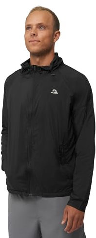 DANISH ENDURANCE Veste Coupe-Vent Homme, Léger & Respirant, Poches Fermées, Capuche Ajustable, Noir, XL