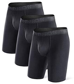 DAVID ARCHY Boxer Homme Lot de 3 Long Caleçon Court en Fibre de Bambou Braguette sous-Vêtement Élastique Respirant Confortable