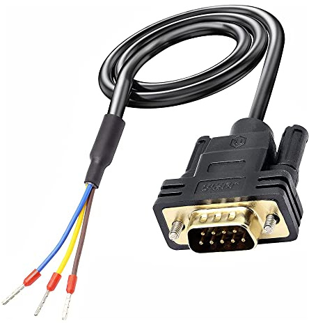 XMSJSIY DB9 RS232 Serial Kabel Vergoldet DB9 Stecker RS232 D-SUB Serial zu 3pin Bare Wire Breakout Board Verlängerungskabel für Computer Drucker Scanner- 1,5 M / 4,92 FT
