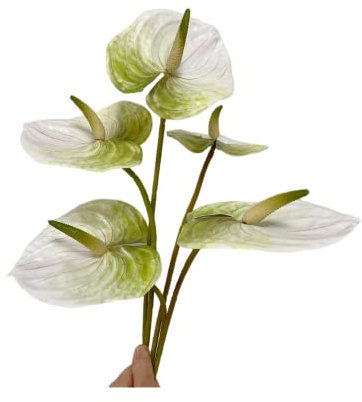 Rikyo 5 pezzi 61 cm fiori di giglio di anthurium artificiali, permanenti per decorazione della casa, bouquet e foglie verdi per casa, sposa, matrimonio, festival, feste, artigianato, decorazione del