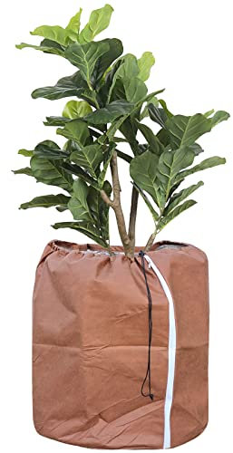 Tesmotor Thermo Topfschutz, Topfpflanzen Schutzbeutel für Pflanzen, Winter Topfschutz mit Zugband - 50 x 45 cm
