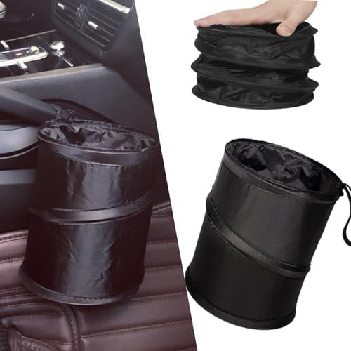BAOSROY Auto Mülleimer Faltbar,Abfalleimer Mülltonne Faltbarer Abfalleimer,Tragbarer Auto-Mülleimer zum Aufhängen,für Camping,Reisen,Schwarz
