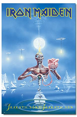 Heavy Metal Poster - Iron Maiden Poster Seventh Son of a Seventh Son - Deko Wohnzimmer oder Deko Schlafzimmer - Deko Wohnzimmer - Größe : 61 x 91 - Offizielle Lizenz
