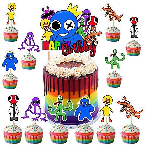 Babioms 13Pcs Rainbow Cake Topper, Cartoon Cupcake Toppers, Rainbow Kindergeburtstag Tortendeko, Kuchen Topper für Kinder Geburtstag Party Kuchen Dekoration