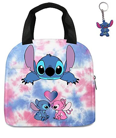 GDFENDU Bolsa de almuerzo de anime con llavero, bonita lonchera portátil con aislamiento, bolsa térmica para adolescentes y estudiantes (C)