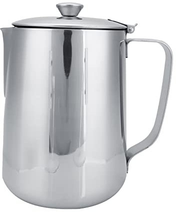 Tazza da caffè in acciaio inox Brocca per schiumare il latte con coperchio per Latte Coffee Art Brocca per latte da 2000 ml Brocca per schiumare il latte in acciaio inox per e ufficio