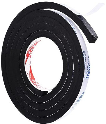 PATIKIL 2m/6.6ft Versiegelung Schaumstoff Klebeband 12mm Breit 10mm Dicke Einseitig Dichtungsstreifen Tür Dichtstreifen für Fenster Tür Isolierung Schwarz