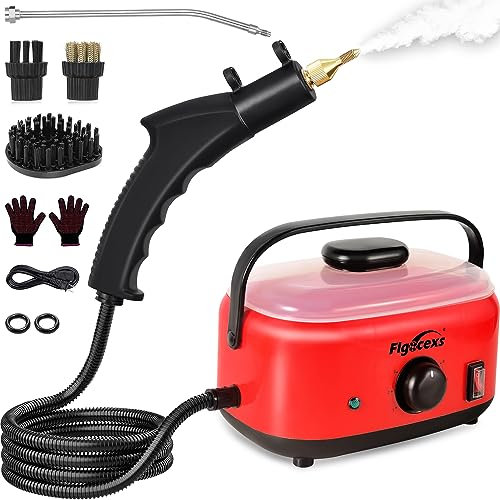 Flgocexs Pulitore a vapore portatile, pulitore a vapore ad alta pressione ad alta temperatura da 2500 W, con 3 testine, pulitore a vapore portatile con serbatoio da 1,5 L per dettagli auto, cucina