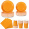 Nkaiso 96 Piezas Naranja Vajilla Fiesta Cumpleaños, Platos y Vaso Cumpleaños Infantil, Set de Party Decoración Platos Desechable Servilletas para Navidad, Barbacoas, Fiestas -24 Invitado