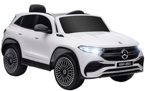 HOMCOM Kinder Elektroauto 12V Mercedes-Benz EQA Elektrofahrzeuge mit Fernbedienung, Kinderauto mit MP3-Player, Scheinwerfer, Tragebarer Batterie, 3-8 km/h, für 3-8 Jahre Kinder, Weiß