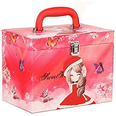 BONOOL Schmuckkästchen, Schmucktruhe mit hoher Kapazität, tragbarer Multifunktions-Schmuck-Organizer mit Schloss, Spiegel-Aufbewahrungsbox für Schmuck, Schmuckschatulle für Frauen (Farbe: 4)