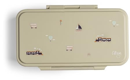 Citron Lonchera para niños con compartimentos, 970 ml, materiales fuertes y seguros, sin BPA ni melamina, a prueba de fugas, con compartimentos, lonchera Bento para niños