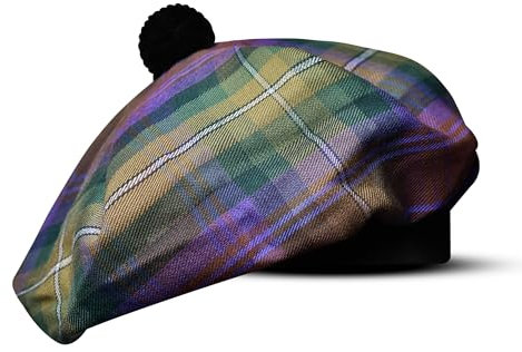 Schottische Mütze Tam o Shanter Scottish Bonnet Tartan Hut Acryl Wolle mit Pompon, Isli of Skye, Einheitsgr��e