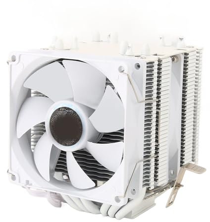 Dissipatore CPU, 9CM Dual Tower 6 Heat Pipes Ventola di Raffreddamento Doppia CPU 3pin Bianco Computer CPU Air Cooler con Staffa per 775 1150 1151 1155 1156 1200 1700 1356