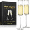 Qulable Set of 2 Champagne Flutes - Bride & Groom - Engagement Gifts, Wedding Gifts for Couples - 200ml, Elegant Glasses for Champagne, Prosecco, Valentine's Day, Wedding, Birthday (Bride & Groom)