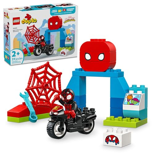 LEGO DUPLO 10424 Marvel Spin's Motorrad Abenteuer Fantasy Spielset, basierend auf Spidey und seinen erstaunlichen Freunden, Bauen und Umbauen, Kleinkindspielzeug, Vorschulmotorradspielzeug für Kinder