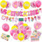 Einschulung Deko Mädchen,Einschulung Schuleinführung,Schuleinführung Schulanfang Deko Set,Schuleinführung Luftballon mit ABC 123 motiv,Latex Luftballon und Rosa Schulkind Banner,Einschulungsdeko