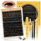 QUEWEL 300 PCS Kit Extension Cils, Extension Cils 10 à 20 mm avec colle à cils et joint, imperméable, Pince Faux Cils et brosse à cils pour une utilisation à la maison (Dense01-KIT)