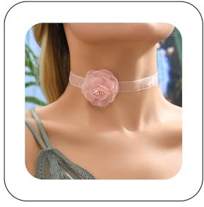 Xmsrn Collier Ras Cou Maille Vintage Collier Ras Cou Fleur Rose Collier Fleur Maille Collier Boho Maille Large Bijoux Pour Femmes Et Filles