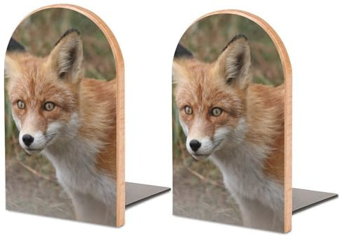 Tilivyx 1 Paire De Serre-Livres, pour La Décoration Intérieure, Design en Bois, Salon, Bureau, Cuisine, Serre-Livres Antidérapants Animal Renard 12.8 * 8.0 * 2.5 cm