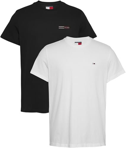 Tommy Jeans TJM Slim 2PACK Mix TEE EXT S/S T-Shirt Men's, Multi (Ecru/Black), M