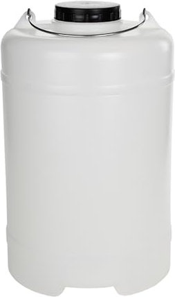 Bidón Redondo de Plástico con Asa de Hierro. 1 Bidón de 20L. Bidón para Aceitunas, Garrafa, Tanque de Agua con Tapa y Boca Ancha. Todo tipo de Líquidos (20L 1 Ud)