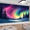 Art Fototapete 350 x 256 cm Buntes Nordlicht Vlies Tapeten Wald Wandtapete Wohnzimmer Schlafzimmer Tapete