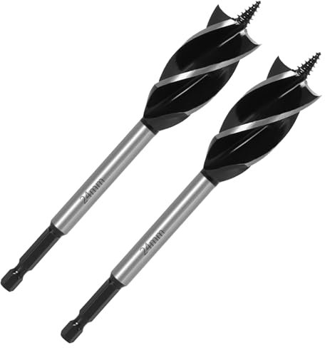 Pilikoll 2 Piezas 24mm x 165mm Profesional Broca para Madera Brocas Espirales para Madera Brocas Madera para Madera Blanda y Dura, Plástico, Paredes Secas