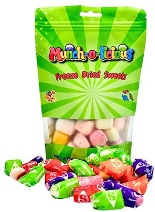 Munch-o-licious Caramelle Liofilizzate Vegan & Halal 150g - Candy Perfetti per Regali - Frutta Liofilizzata Lamponi Disidratati Snack per Cinema o Dolce - Freez Dried Candy Croccanti e Dalci