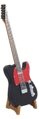COLLBATH Miniatur E-gitarrenmodell Mit Ständer Puppenhaus Zubehör Stabiler Gitarrenständer Multifunktional Für Sammler Und Dekoration