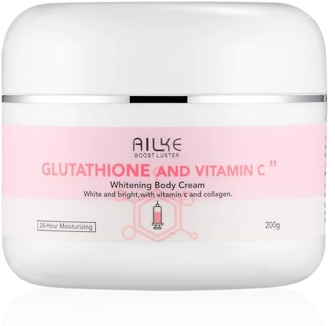 AILKE Glutathione and Vitamin C Whitening Body Cream, Daily Moisturizer, Skin Brightening Lotion, Remove Dark Spots, Boost Hydrating, Even Skin Tone, 200 ml (Pack of 1)
