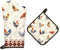 Arquiel Roosters Oven Mitts and Pot Holders -100% Cotton, Heat Resistant Extra Long Oven Gloves & Hot Pads for Cooking BBQ Grilling Baking Gift, Set of 2