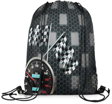 Klassische Kordelzugbeutel Rennwagen Stoppuhr Geschwindigkeitsrennen Kordelzug-Rucksack Mode Sportbeutel 36X42Cm Einkaufstasche Für Wandern Strand Schule