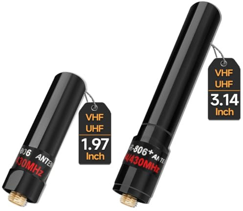 ABBREE Dual Band VHF UHF 136-174MHz 400-470MHz Ham Radio Antenna SMA-Female Short Stubby Antenna for Baofeng UV-5R 5RM BF-F8HP/Pro K5PLUS UV-21R AR-152 Radio Accessories,2Pack(1.96-Inch+3.14-Inch)