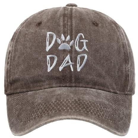 rtdgcv Baseballkappe mit Aufschrift „Dog Dad“, Bestickt, waschbar, Outdoor-Sonnenhut für Männer und Frauen, lässiger Freizeithut Kinder Cap Mit Namen (Bronze-f, One Size)