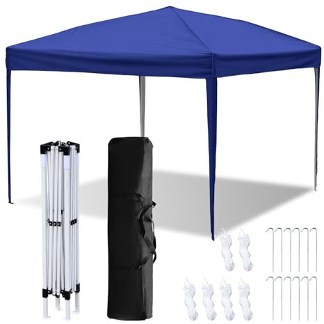 ISOISL Padiglione pieghevole da 3 x 3 m, padiglione pieghevole, 3 altezze, regolabile, con borsa per il trasporto, stabile, protezione dai raggi UV, per feste in giardino, all'aperto, matrimoni (blu)