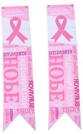 IMIKEYA Bannière De Santé Ruban Rose 130x30 Cm, Banderole Suspendue En Tissu, Décoration Murale Sensibilisation Au Cancer Du Sein, Lot De 2 Pour Événements De Prévention Et Soutien Féminin
