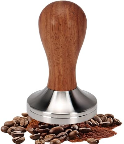 SHINWHEN Tamper per caffè espresso da 58 mm, con base in acciaio inox e manico in legno, bordo antivacuo, strumento perfetto per caffè e amanti del caffè