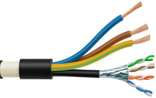 6mm² 3-Core PVC EV Charger Cable with Integrated Cat6A F/FTP – PVC Outer Sheath, Individually & Collectively Screened - Power And Data Combined (15 Metres)