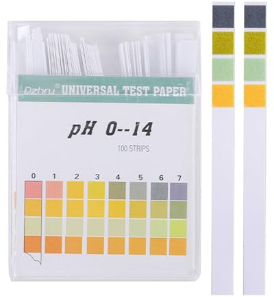 HUVZOR pH Teststreifen 100 Stck, Messbereich 0-14, Urin Teststreifen, Säuretest für verschiedene Flüssigkeiten (z. B. Aquarien, Trink-Wasser, Speichel, Pool)