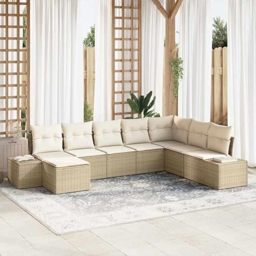 Frdhee Gartensofa, Loungesofa, Sonnenliege, Balkonmöbel Kleiner, Garten-Sofa-Set 8 pcs Beige und Creme 319 x 209 x 85 cm Für Schwimmbadumgebung Pensionen öffentliche Ruheräume