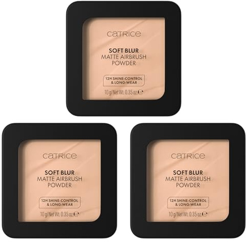 Catrice Soft Blur Matte Airbrush Powder, Nr. 030W, Nude, langanhaltend, mattierend, matt, für trockene Haut, vegan, ölfrei, ohne Parfüm, ohne Alkohol, 3er Pack (3x10g)
