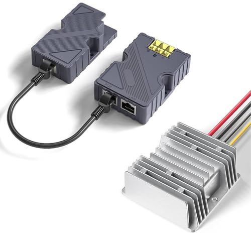 Injecteur PoE GigE 150 W et câble Dishy vers Adaptateur RJ45 avec convertisseur élévateur DC 12 V à 48 V 168 W – Prise en Charge réseau 10 100 1000 Mbps et Protection Contre Les